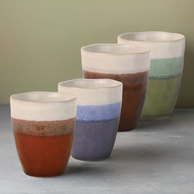 Set de 4 gobelets à café en grès couleurs réactives multicolore