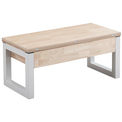 Table basse relevable et extensible bois et acier l110 cm