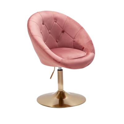Chaise rembourrée réglable en hauteur en velours, rose