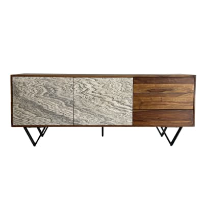 Buffet 175 cm en bois massif, marron