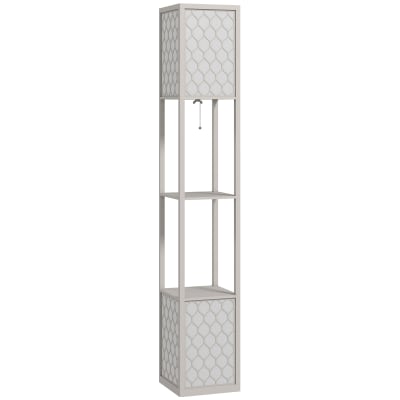 Lampadaire étagère 2 lampes 4 niveaux terylenecotton gris