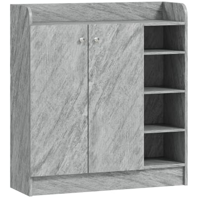 Armoire à chaussures placard double porte panneau de particules gris