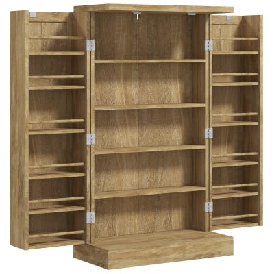 Buffet cuisine 12 étagères à portes bois effet bois naturel