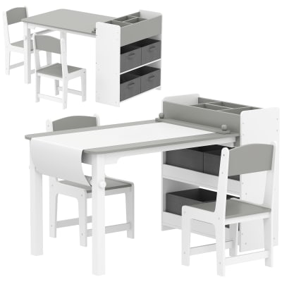 Ensemble table et 2 chaises enfant en bois rouleau de papier gris