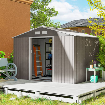 Abri de jardin 5,4 m² avec fondation porte métal marron clair