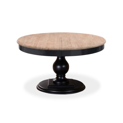 Table ronde extensible en bois et pied noir 6 personnes