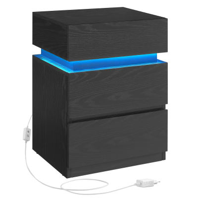 Table de chevet avec 3 tiroirs petit meuble 40 x 35 x 55 cm noir