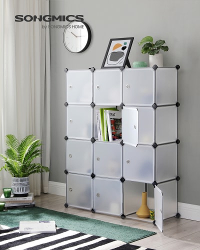 Meuble de rangement modulable 12 cubes 93 x 31 x 123 cm blanc