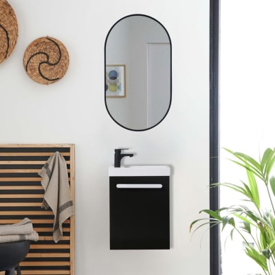 Ensemble lave-mains suspendu  avec miroir ovale