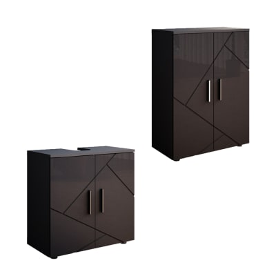 Meubles bain 2 pièces avec armoire de milieu anthracite 60x81cm