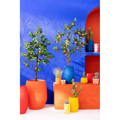 Cache-pot en céramique bleu 22x19x40 cm