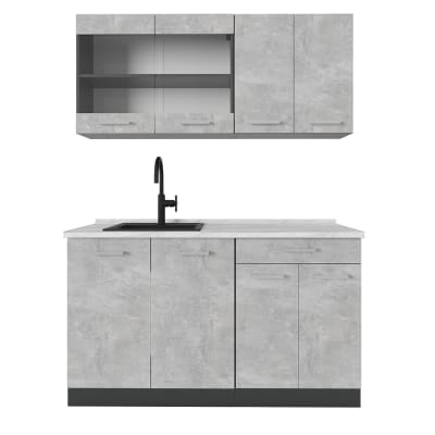Cuisine , pt marbre béton/anthracite 140x81.6cm