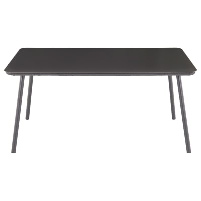 Table de jardin 6 personnes en aluminium et verre trempé, gris