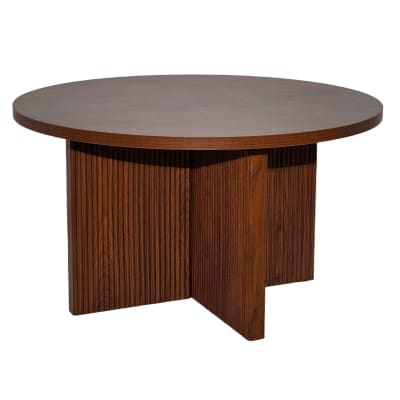 Table basse ronde 80 cm scandinave effet bois foncé