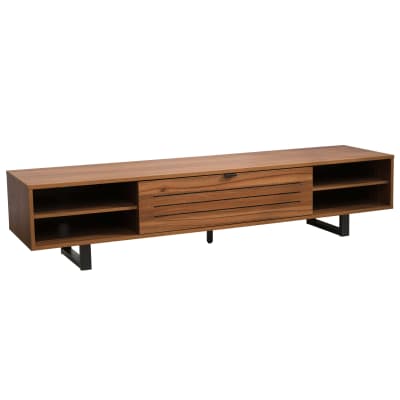 Meuble tv rectangulaire 2 portes l160 cm bois foncé