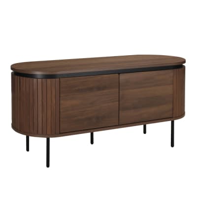 Meuble tv rectangulaire 2 portes l120 cm effet bois foncé
