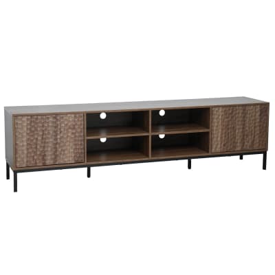 Meuble tv rectangulaire 2 portes l200 cm bois foncé