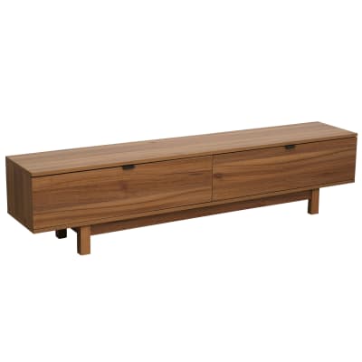 Meuble tv 2 portes rectangulaire l160 cm bois foncé