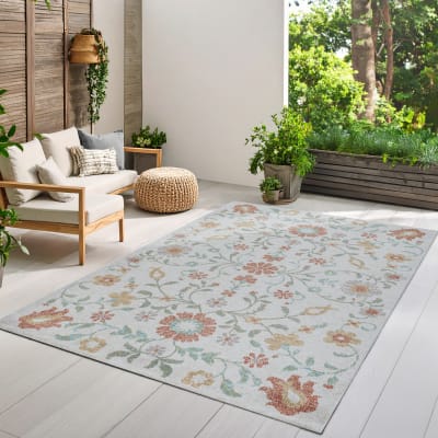 Tapis palma extérieur motif fleurs, multi, 160 x 230 cm