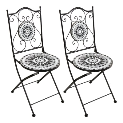 2 chaises de bistrot pliantes bicolore 90x38x45 cm