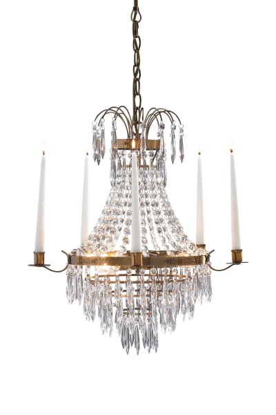 Lustre 3xE14 laiton antique et transparent