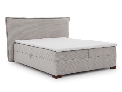 Lit boxspring 180x200 avec coffres, en velours côtelé gris