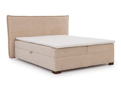 Lit boxspring 160x200 avec coffres, en velours côtelé beige