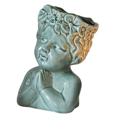 Pot, cache-pot en céramique vert unique
