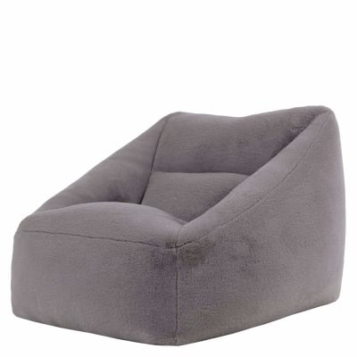Pouf fauteuil en imitation fourrure luxueuse de lapin, gris clair