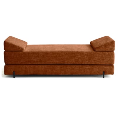 Banquette 3 places convertible en tissu velours relief   terracotta