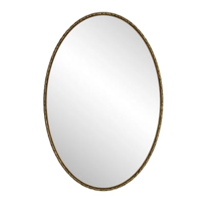 Miroir ovale élégant en métal doré martelé 65x100 cm