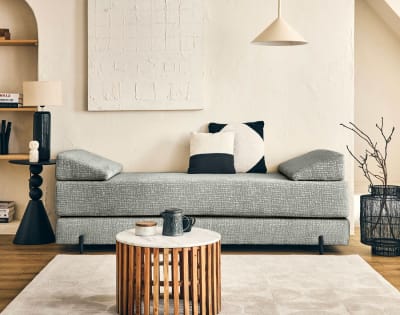 Banquette 3 places convertible en tissu velours relief   gris