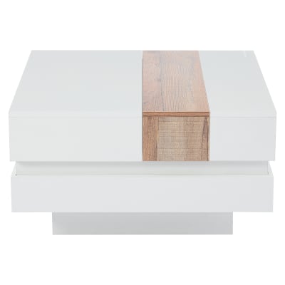 Table basse blanche modulable avec plateaux coulissants