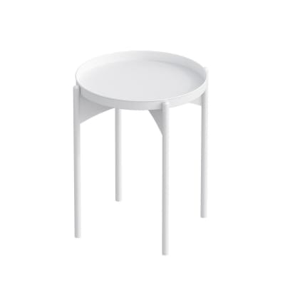 Bout de canapé avec plateau rond en métal h57 cm - cole - blanc