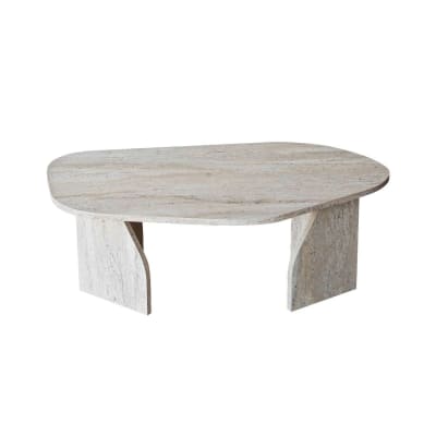 Table basse avec plateau de forme organique l100 cm - travertin