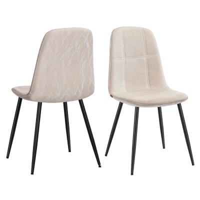 Chaises de salle à manger pieds réglables tissu blanc et crème