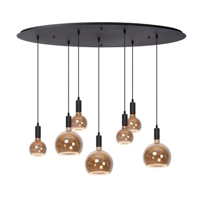 Lampe suspendue en métal noire avec 7 ampoules led 40 w