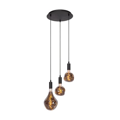 Lampe suspendue en métal noire avec 3 ampoules led 40 w