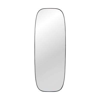 Miroir mural ovale design danois, cadre en métal noir