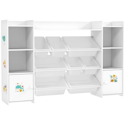 Meuble rangement enfant 8 bacs amovibles mdf et acier blanc