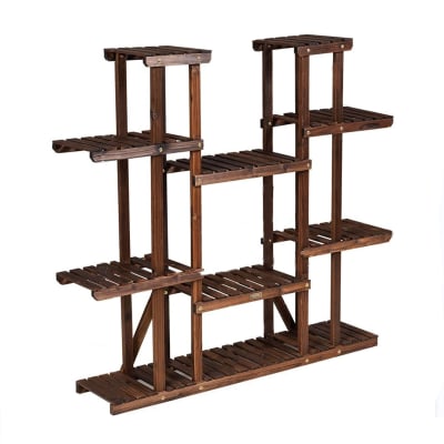 Supports de pots en bois avec 6 étagères pour fleurs plantes