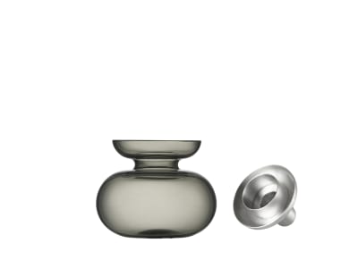 Vase et Bougeoir en verre soufflé gris cendre 10 x 11 cm