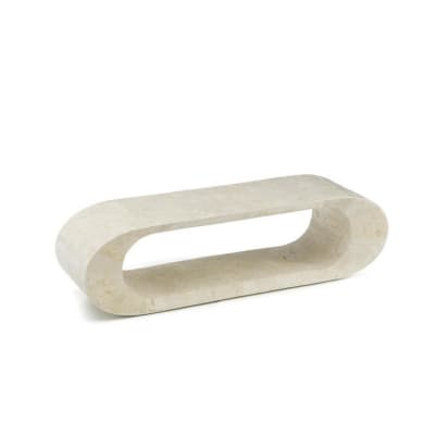Table basse en pierre beige 130x35 cm 35h