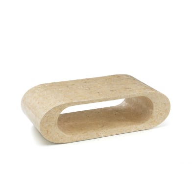 Table basse en pierre beige, 120x62 cm, hauteur 35 cm