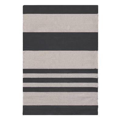 Tapis en coton recyclé tissé à la main noir 160 x 230 cm