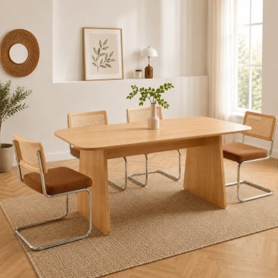 Table à manger rectangulaire effet chêne 180 cm