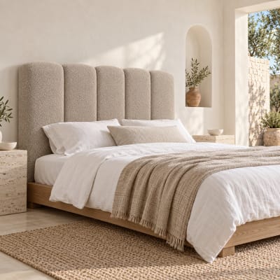 Tête de lit rembourrée extra-épaisse beige, lit 160 cm, 170x120 cm