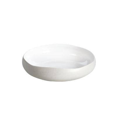 Assiette creuse en grès naturel blanc