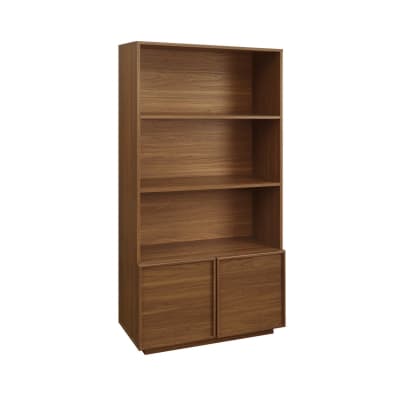 Etagères bibliothèque effet bois noyer 2 portes 5 niveaux