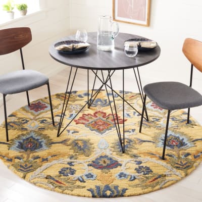 Tapis traditionnel en laine or/multicolore, 183 x 183 cm